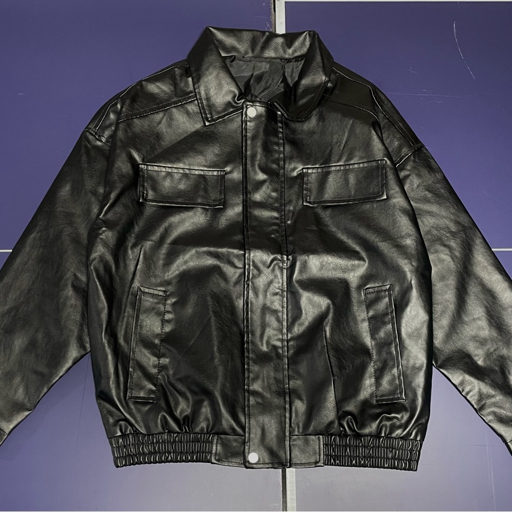 SHEIN Black Bomber Jacket with Ribbed Cuffs